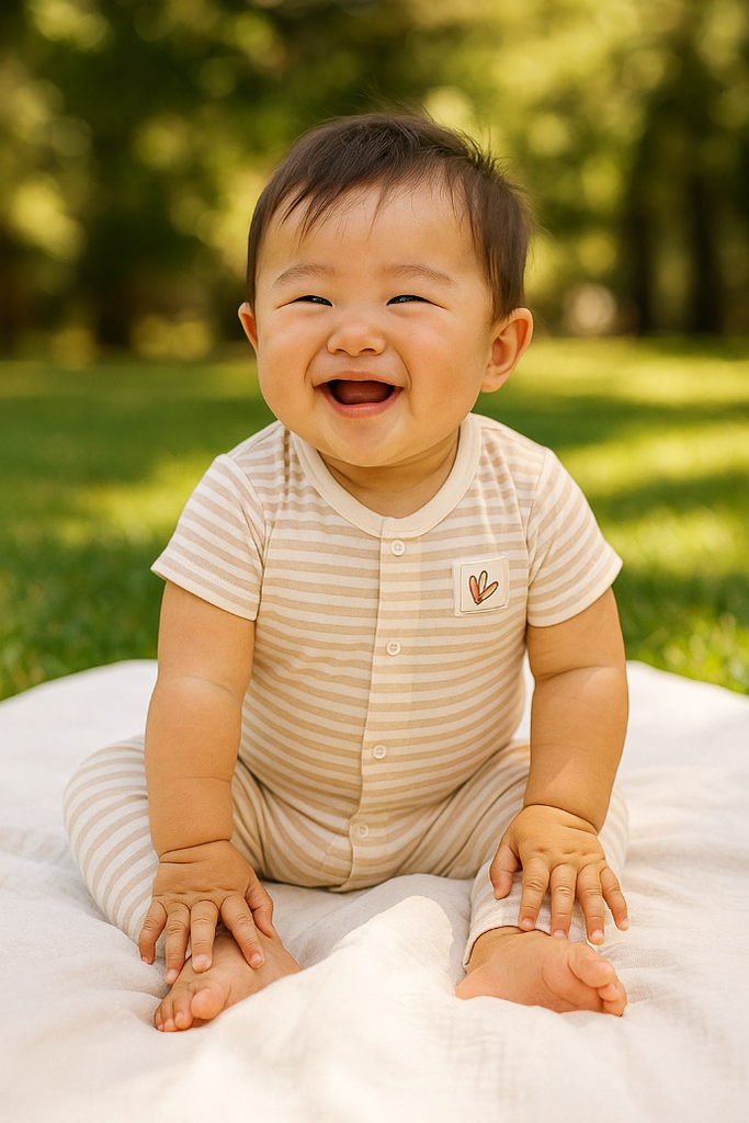 20250613_0840_Striped Baby Bodysuit_remix_01jxkf0cx0f0gve8ggq5m287bv.webp
