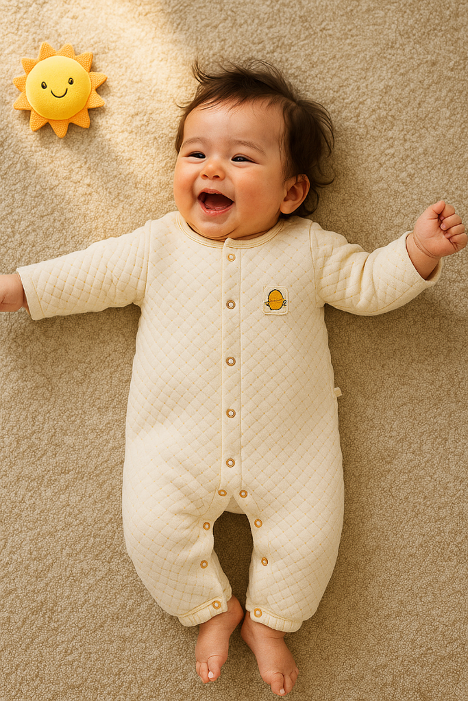 20250611_1453_Sunny Baby Bodysuit Play_remix_01jxezk5xafps8ydymmy8p18nr.webp