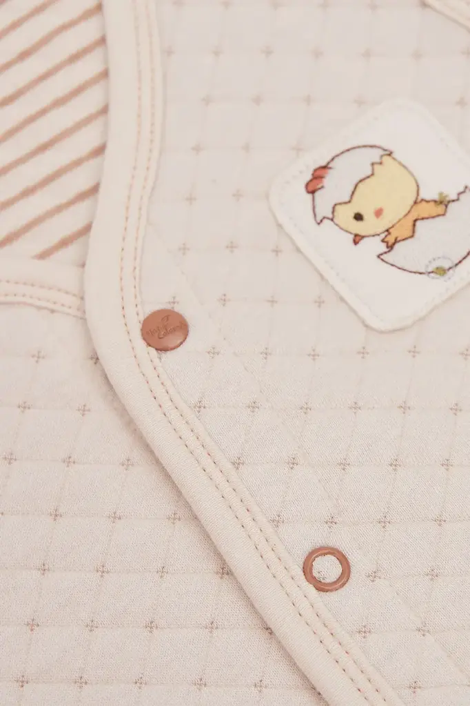 NaturalColored 100% No Dyed, Organic Cotton Quilted Bodysuit, Naturally Colored