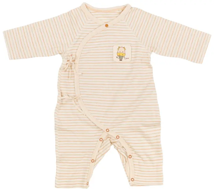 Bộ Kimono Bodysuit/ Sleepsuit kẻ từ Bông Có Màu Tự Nhiên (Naturally Colored Cotton) - NatureColored