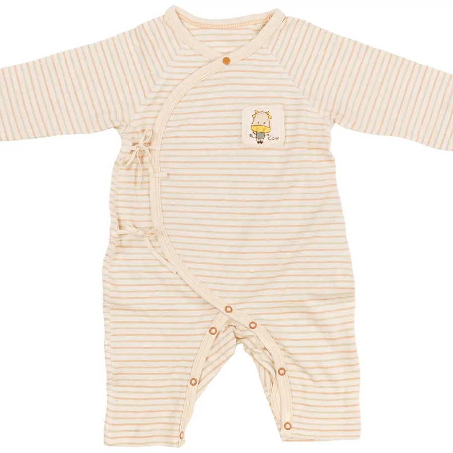Body kimono kẻ sọc từ 100% bông có màu tự nhiên I NatureColored 100% Organically Grown Naturally Colored Cotton Striped Kimono Bodysuit