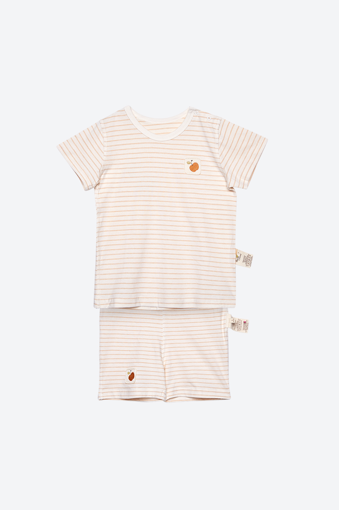 NatureColored 100% Organically Grown Naturally Colored Cotton Short Sleeve Pajamas, Natural Brown