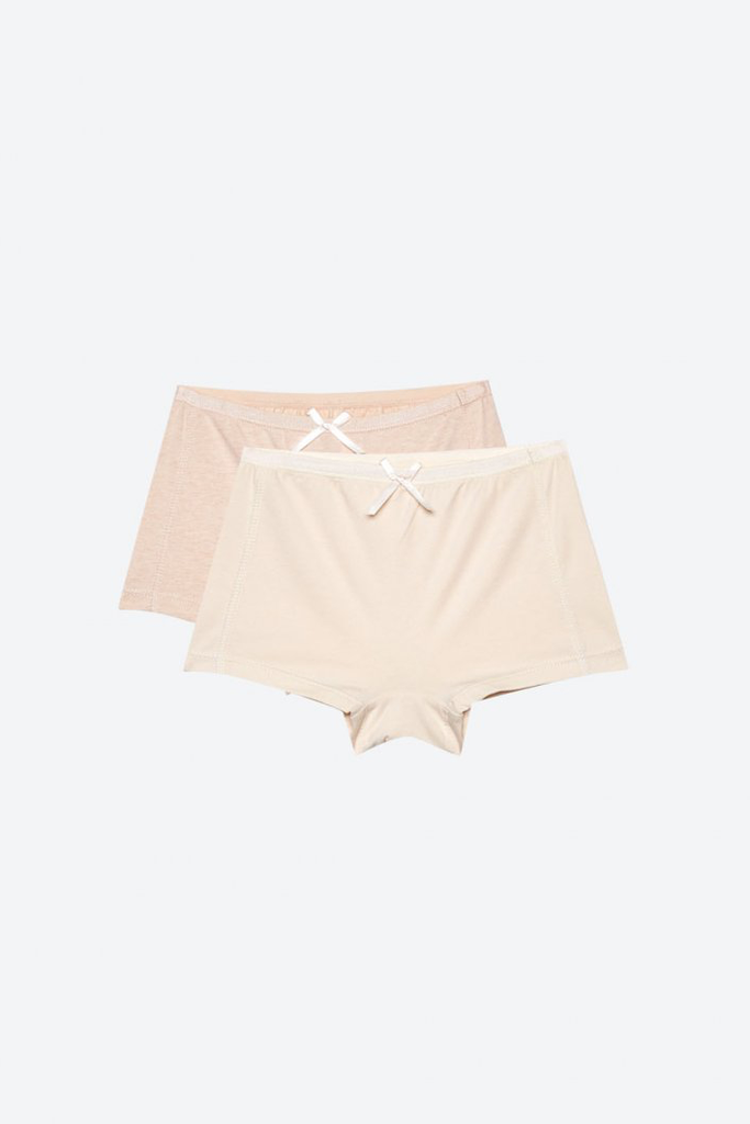 NatureColored Girl Basic Boxer Underwear 100% Organically Grown Naturally Colored Cotton, Set of 2