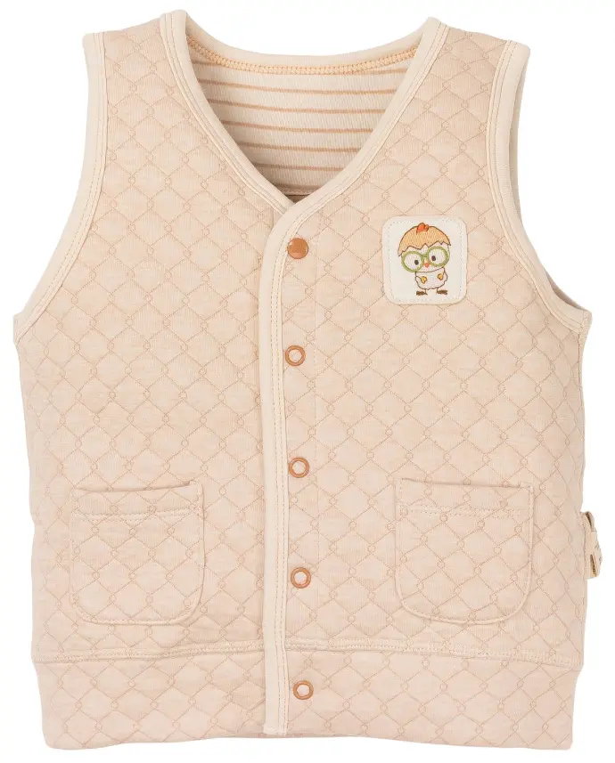 Áo khoác gile nâu, chần trám từ Bông Có Màu Tự Nhiên(Naturally Colored Coton) - NatureColored