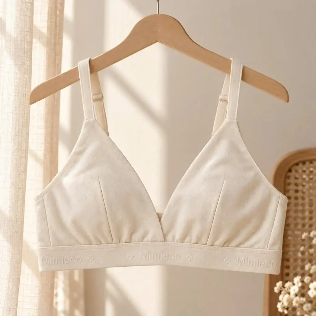MIMI ORGANIC 100% GOTS Organic Cotton Bralette Bra – Natural Unbleached Cotton Fiber, Soft & Gentle   