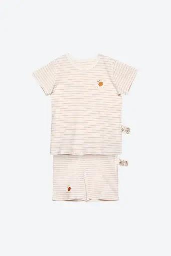 Bộ quần áo cộc ba lỗ từ Bông có màu tự nhiên/ Naturally Colored Cotton, màu kẻ tự nhiên - NatureColored
