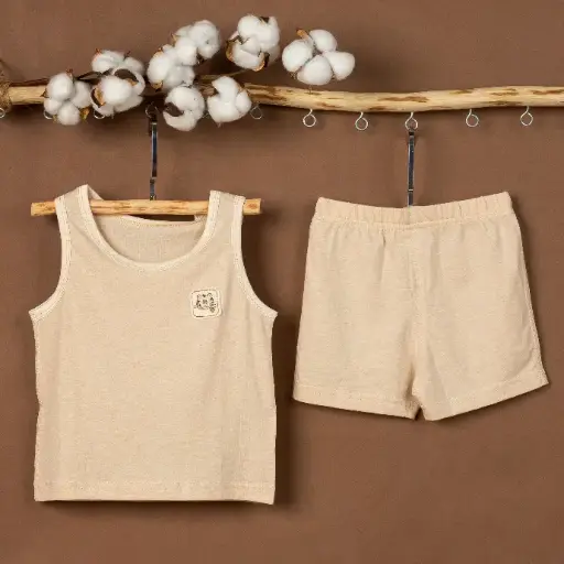 Bộ quần áo cộc ba lỗ từ Bông có màu tự nhiên/ Naturally Colored Cotton, màu nâu tự nhiên - NatureColored