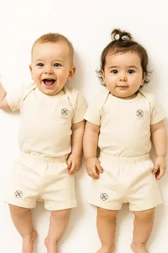 [402PJ01BR] Bộ Đồ Ngủ Mimi 100% Cotton Hữu Cơ GOTS màu mộc tự nhiên I Mimi 100% GOTS Organic Cotton Pajamas, Original Color, No breached, No dyed