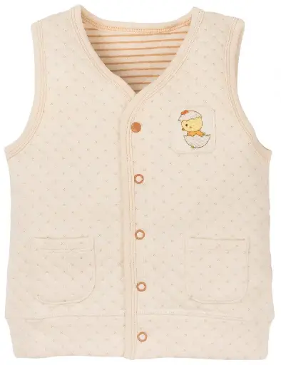[K19COW01BR] Áo khoác gile chần bông từ 100% bông có màu tự nhiên I NatureColored 100% Organically Grown Naturally Colored Cotton Quilted Natural Waistcoat