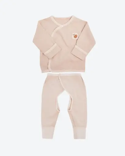 [K19PJS08BR] Bộ quần áo pyjamas đũng mở, cạp quần dán, từ Bông Có Màu Tự Nhiên(Naturally Colored Coton) - NatureColored