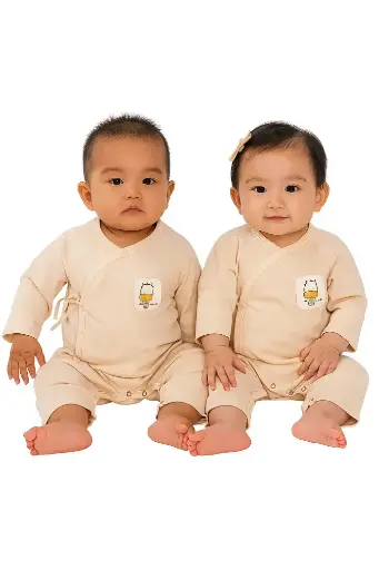 [K19BOS06BR] Bộ tay dài kimono từ 100% bông có màu tự nhiên I NatureColored 100% Organically Grown Naturally Colored Cotton Kimono, Natural Brown Bodysuit