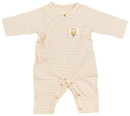 [K19BOS06WGB] Bộ Kimono Bodysuit/ Sleepsuit kẻ từ Bông Có Màu Tự Nhiên (Naturally Colored Cotton) - NatureColored