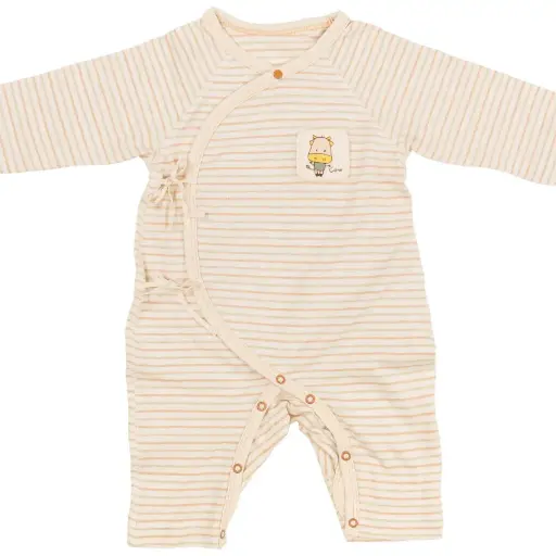 [K19BOS06WGB] Body kimono kẻ sọc từ 100% bông có màu tự nhiên I NatureColored 100% Organically Grown Naturally Colored Cotton Striped Kimono Bodysuit