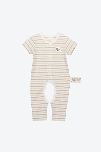 [K19BOS03WPG] NatureColored 100% Organically Grown Naturally Colored Cotton Short-Sleeve Striped Bodysuit