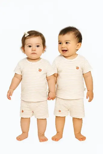 [K19PJS01BR] Bộ đồ cộc tay cho bé từ 100% bông có màu tự nhiên I NatureColored 100% Organically Grown Naturally Colored Cotton Short Sleeve Pajamas, Natural Brown