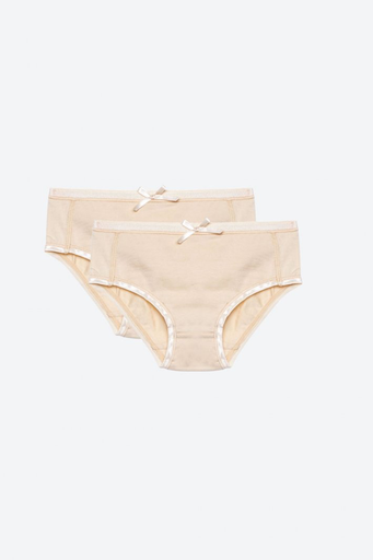 [G19BRS01BR] NatureColored Girl Basic Briefs Underwear 100% Organically Grown Naturally Colored Cotton, Set of 2