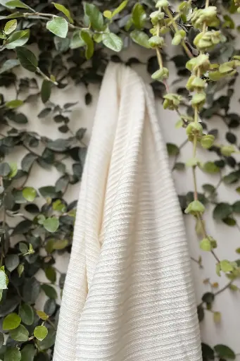 [603FB01NA] Vải GOTS 100% Organic Cotton Pointelle, chải kỹ, khổ 1.6m, 200gsm - Mimi Organic