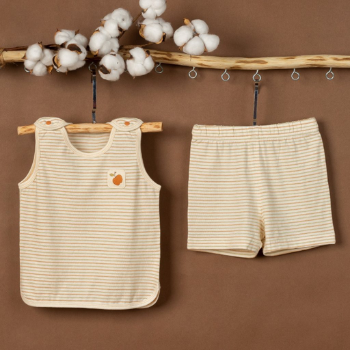[403PJ08ST] NatureColored Short Striped Sleeveless Pajamas