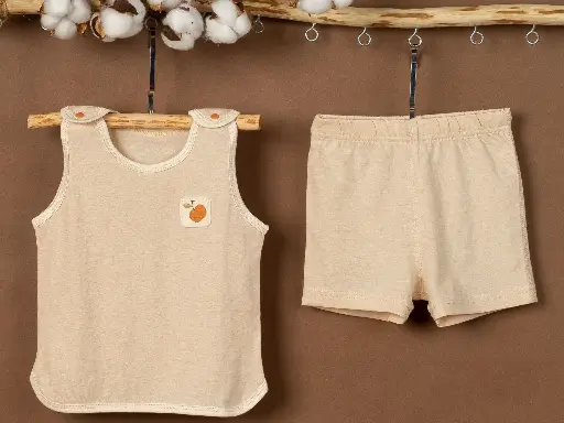 [403PJ07BR] Bộ quần áo cộc ba lỗ từ Bông có màu tự nhiên/ Naturally Colored Cotton, màu nâu tự nhiên - NatureColored