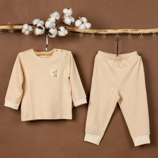 [ 403PJ01BR] NatureColored 100% Naturally Colored Brown Cotton Pajamas, No breached, No dyed, Chemicall-free