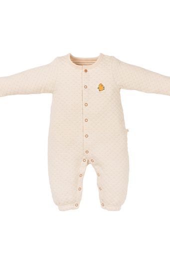 [K19BOW0007WH] NaturalColored 100% No Dyed, Organic Cotton Quilted Bodysuit, Naturally Colored